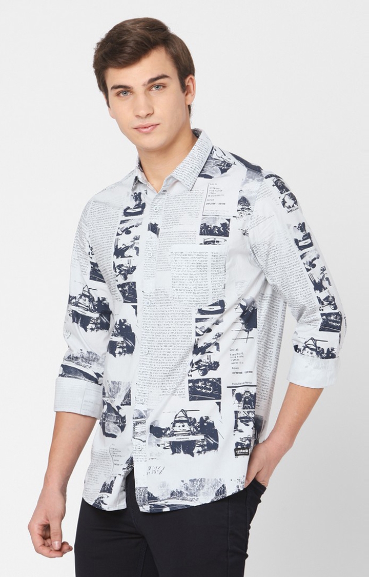spykar | Men's Grey Cotton Printed Casual Shirts 2