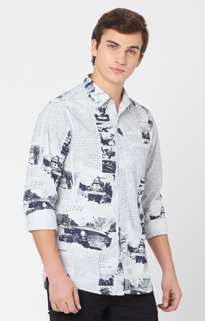 spykar | Men's Grey Cotton Printed Casual Shirts 3