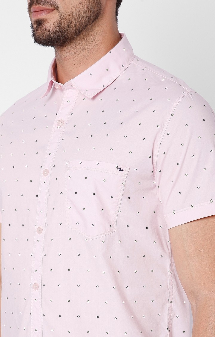 spykar | Men's Pink Cotton Printed Casual Shirts 5