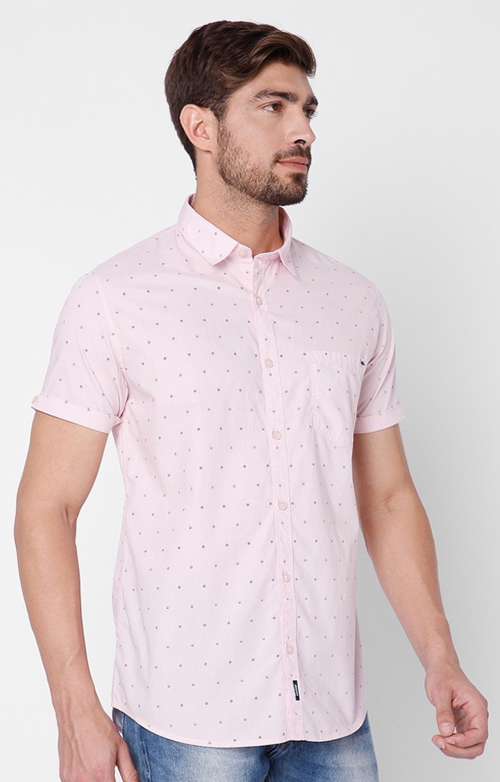 spykar | Men's Pink Cotton Printed Casual Shirts 3
