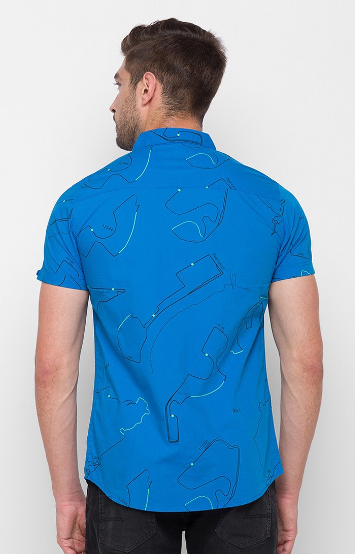 spykar | Men's Blue Cotton Printed Casual Shirts 3