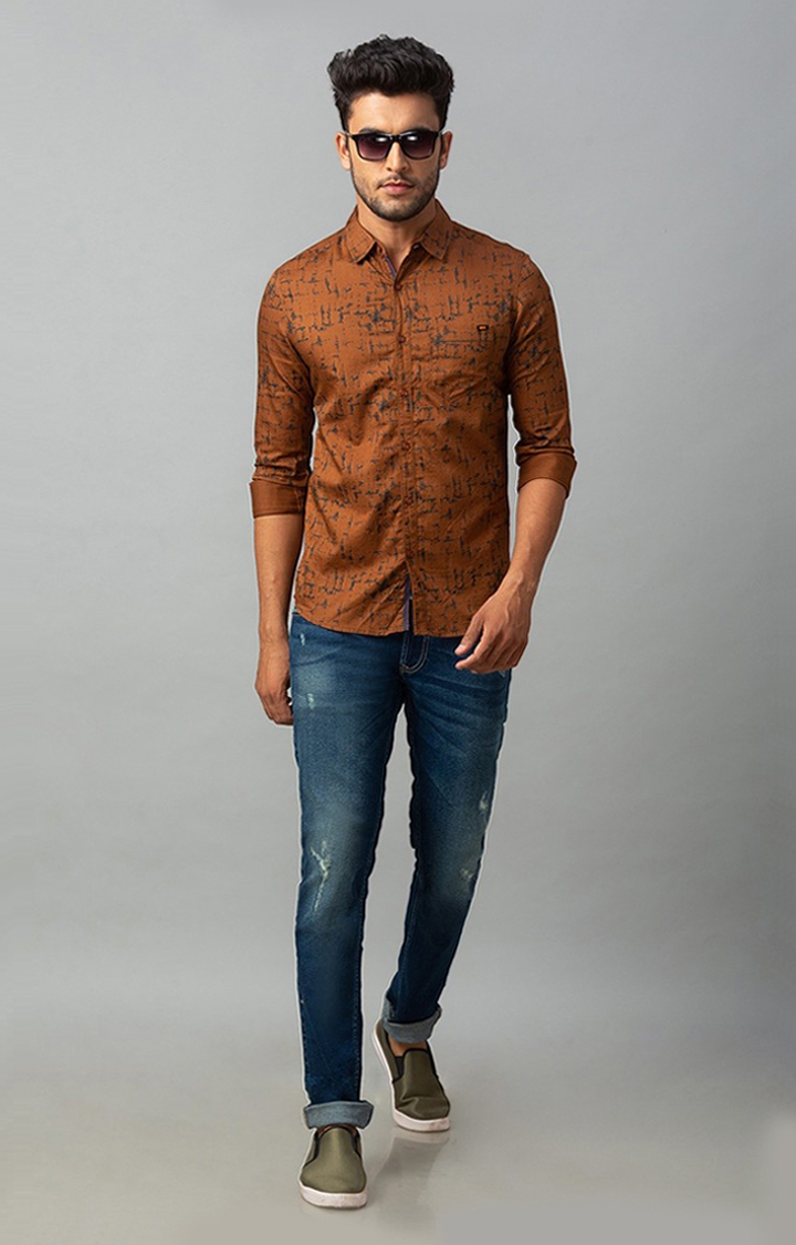 Buy Dennis Lingo Brown Cotton Slim Fit Denim Shirt for Mens Online @ Tata  CLiQ