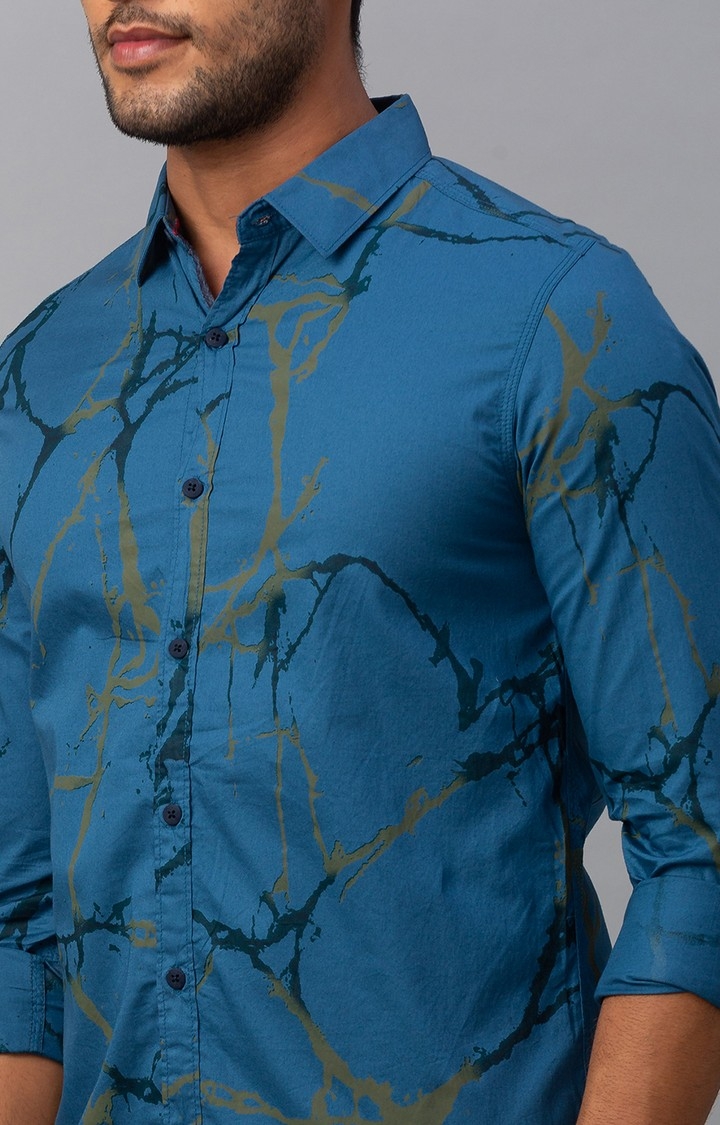 spykar | Men's Blue Cotton Printed Casual Shirts 5