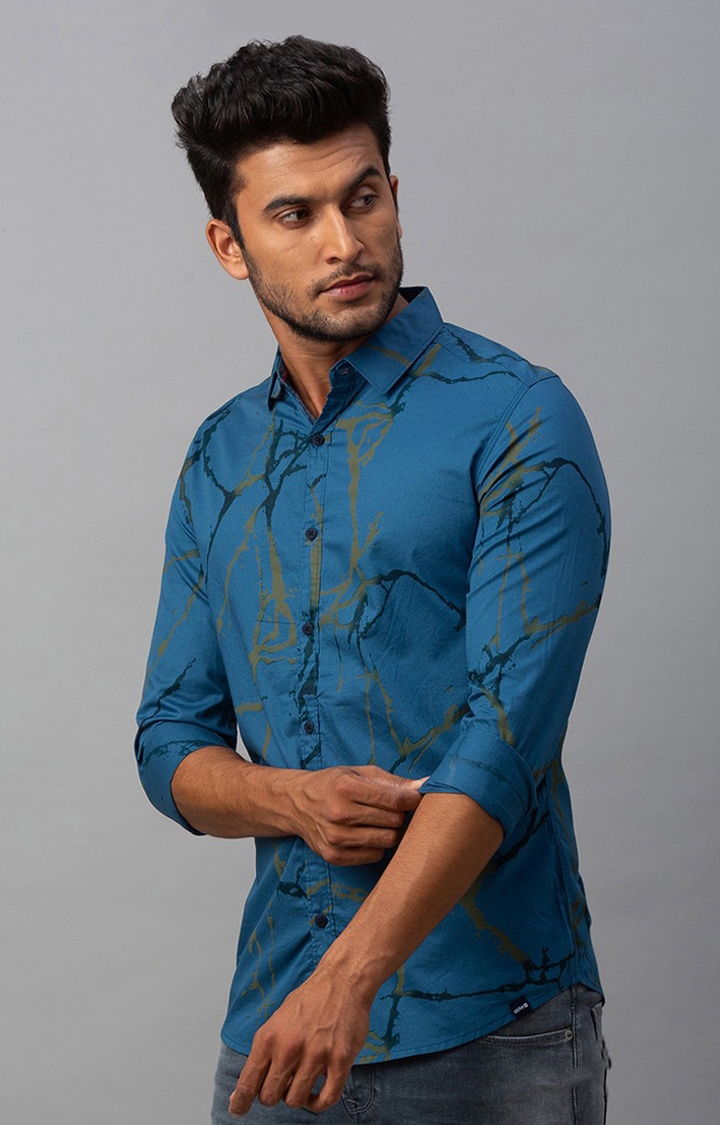 spykar | Men's Blue Cotton Printed Casual Shirts 3