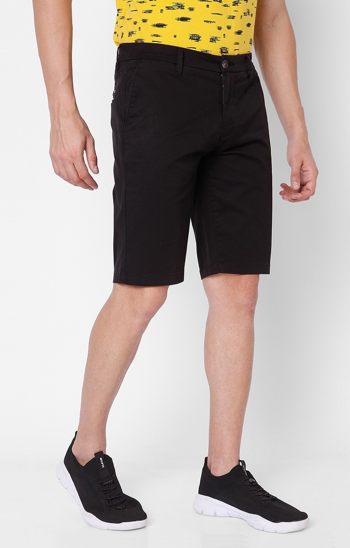 spykar | Men's Black Cotton Solid Shorts 3