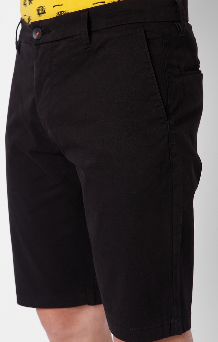 spykar | Men's Black Cotton Solid Shorts 5