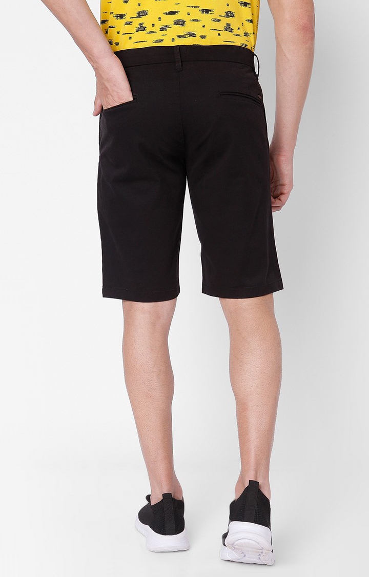 spykar | Men's Black Cotton Solid Shorts 4