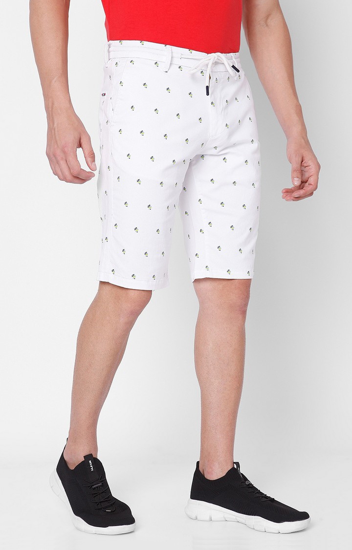 spykar | Men's White Cotton Printed Shorts 3