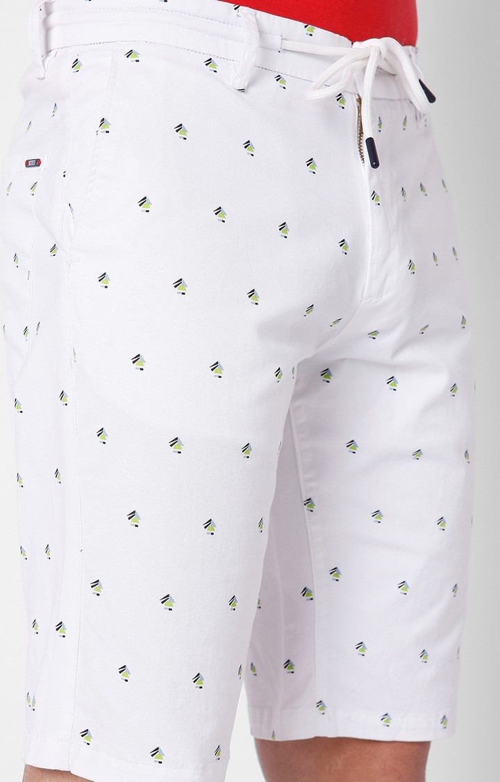 spykar | Men's White Cotton Printed Shorts 5
