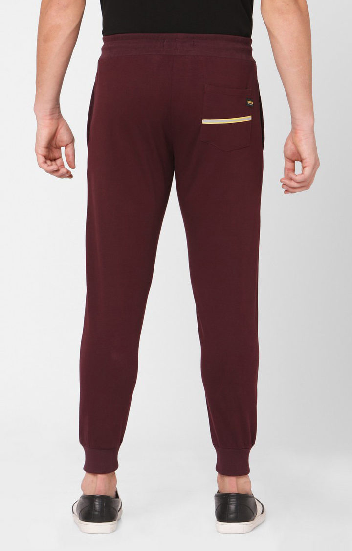 Men's Red Cotton Solid Casual Joggers
