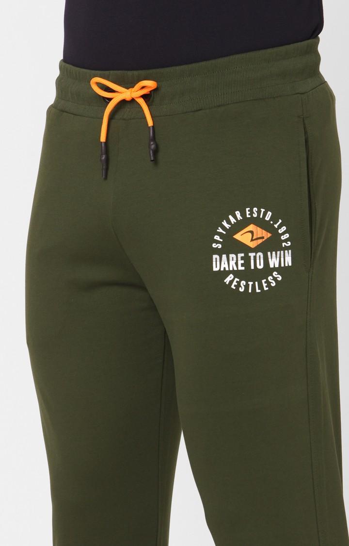 Men's Green Cotton Solid Casual Joggers