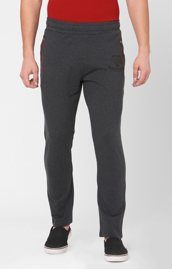 spykar | Men's Grey Cotton Solid Trackpants 0