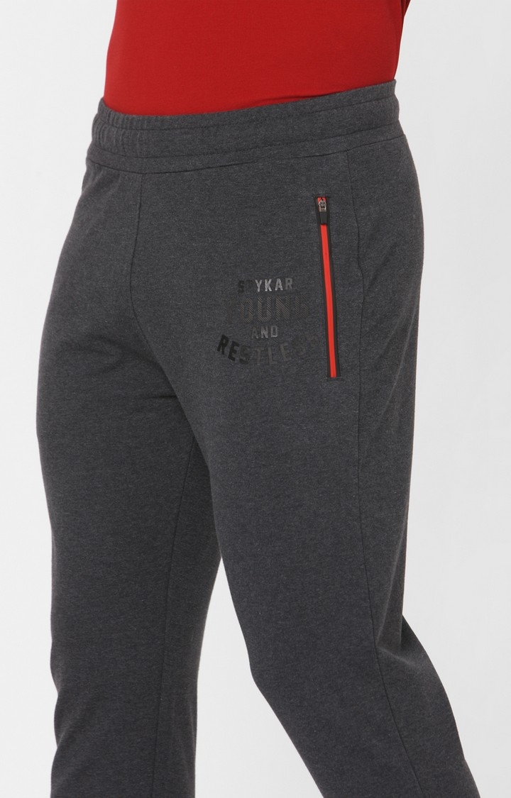 spykar | Men's Grey Cotton Solid Trackpants 5
