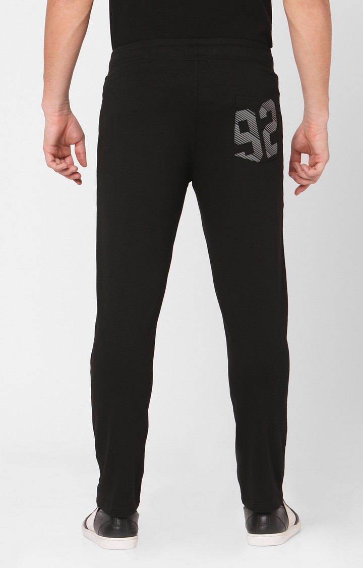 spykar | Men's Black Cotton Solid Trackpants 4