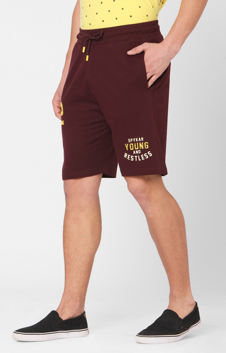 spykar | Men's Red Cotton Solid Activewear Shorts 2
