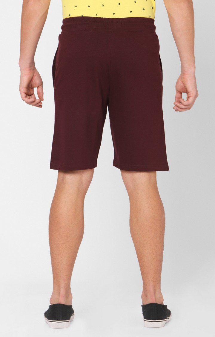 spykar | Men's Red Cotton Solid Activewear Shorts 4