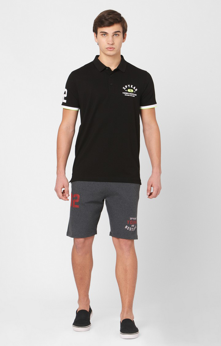 Men's Grey Cotton Solid Shorts