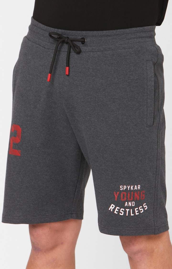 Men's Grey Cotton Solid Shorts