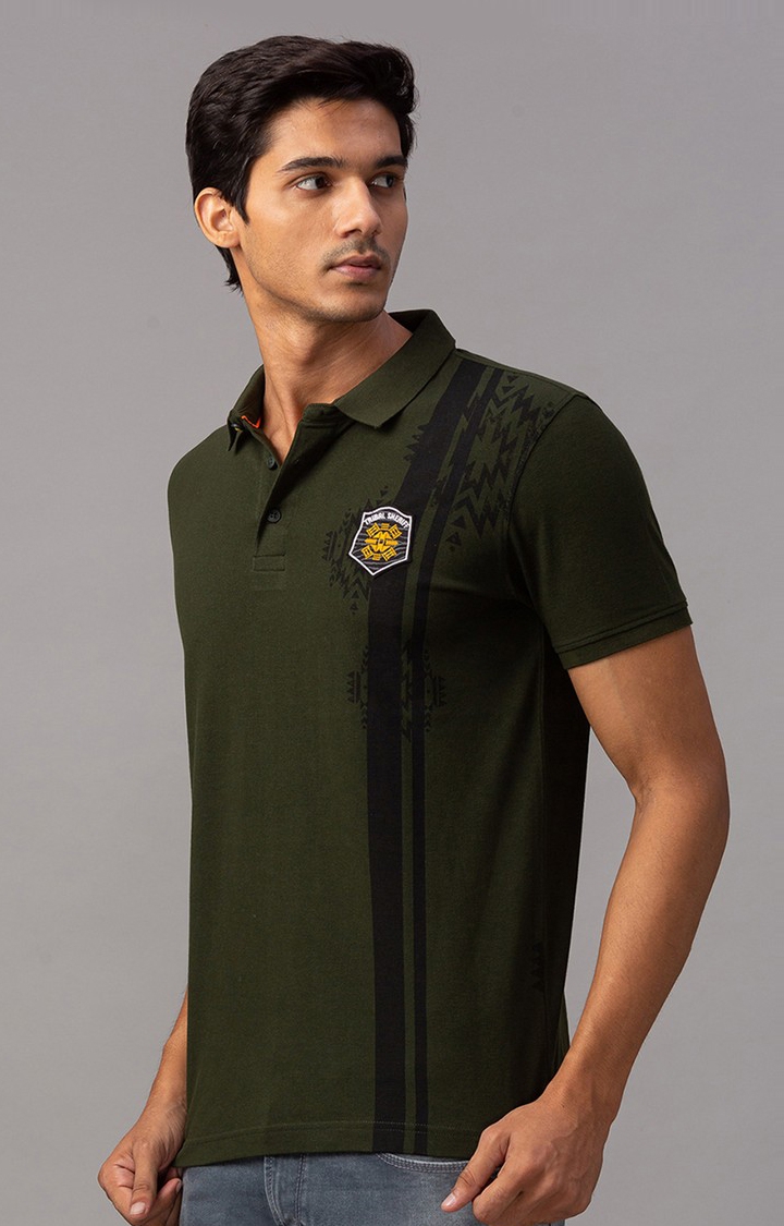 spykar | Spykar Green Cotton Slim Fit Polo T-Shirt For Men 3