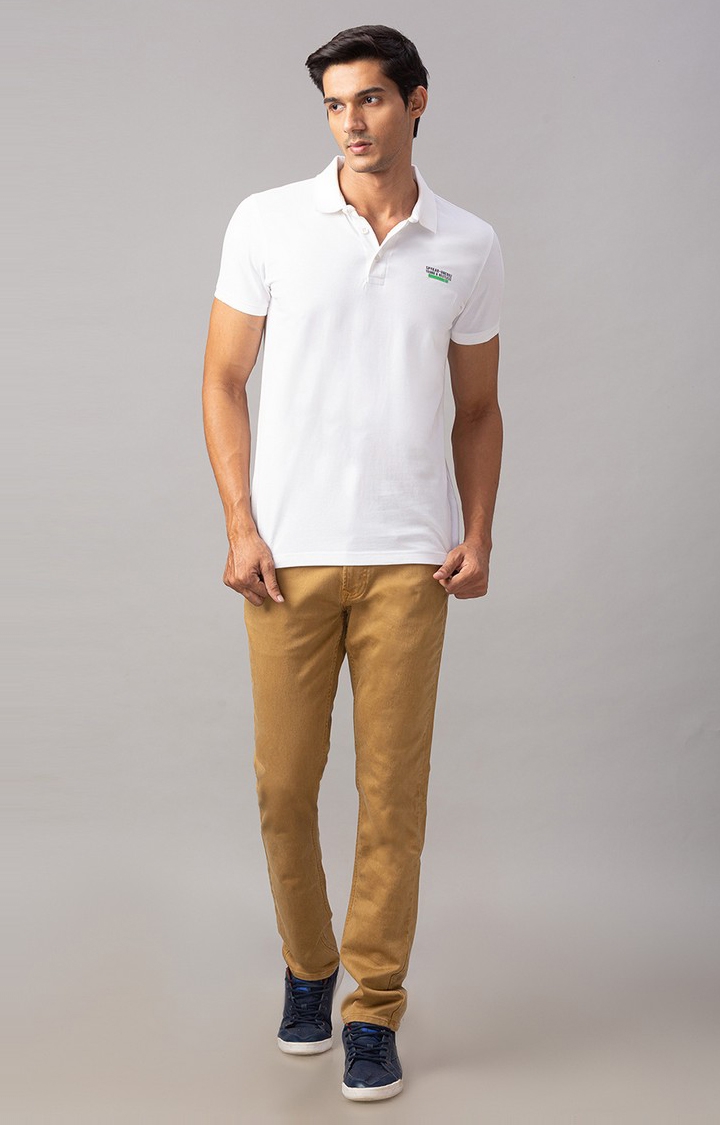 spykar | Spykar White Cotton Slim Fit Polo T-Shirt For Men 2