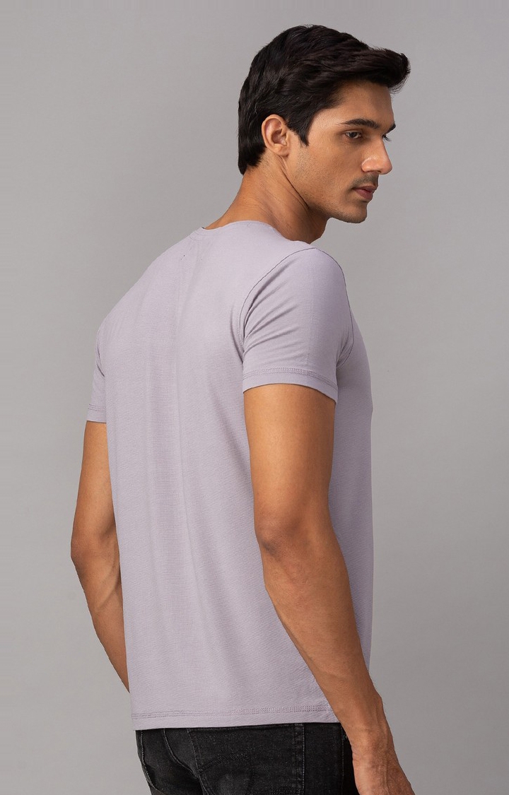 Spykar | Spykar Grey Cotton Slim Fit T-Shirt For Men 4