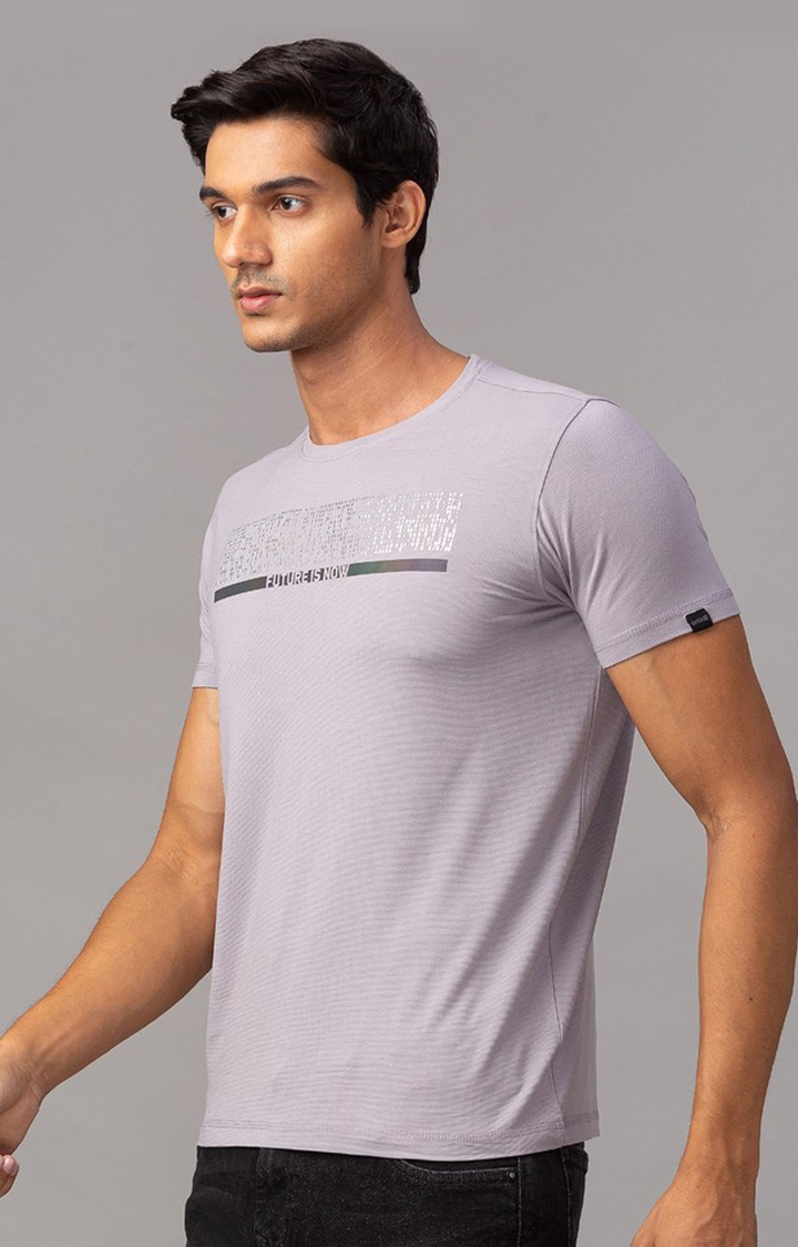 Spykar | Spykar Grey Cotton Slim Fit T-Shirt For Men 3