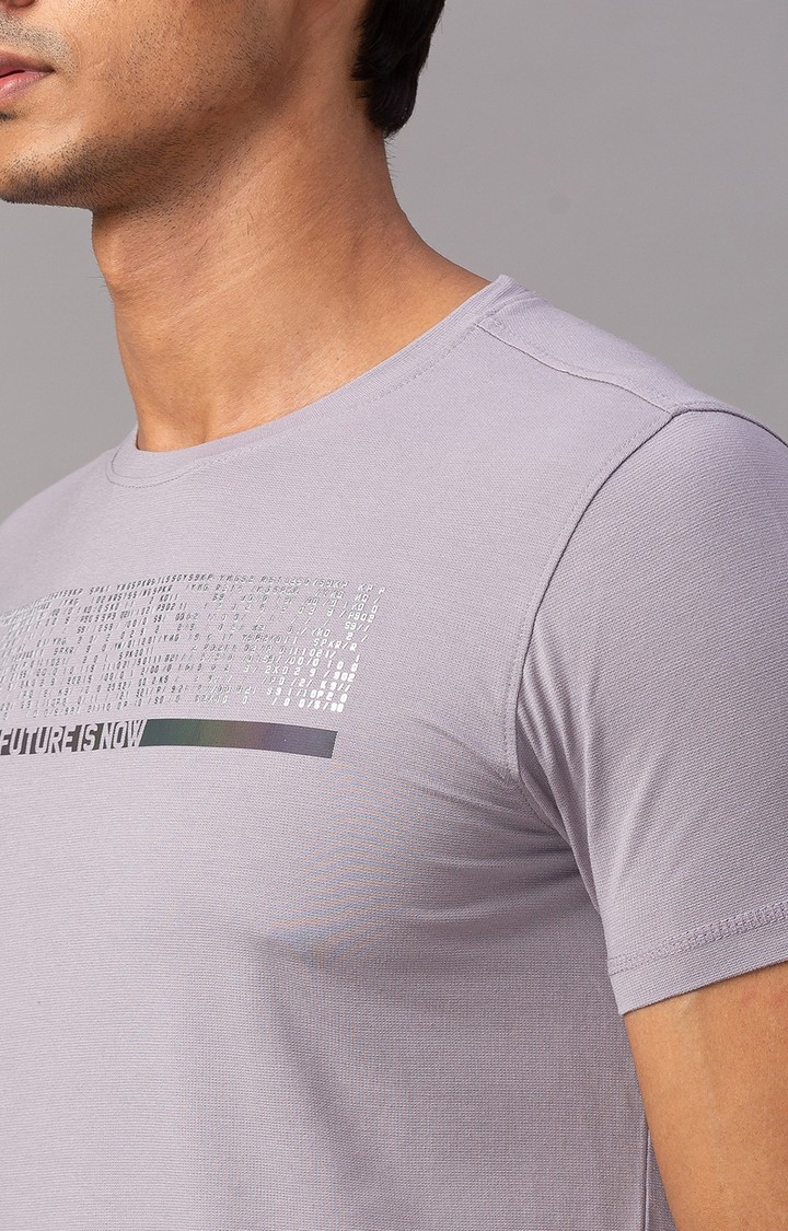 Spykar | Spykar Grey Cotton Slim Fit T-Shirt For Men 5