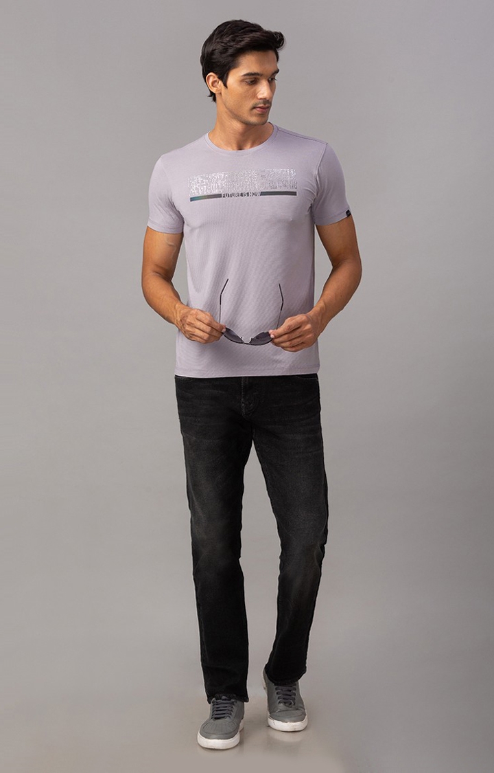 Spykar | Spykar Grey Cotton Slim Fit T-Shirt For Men 1