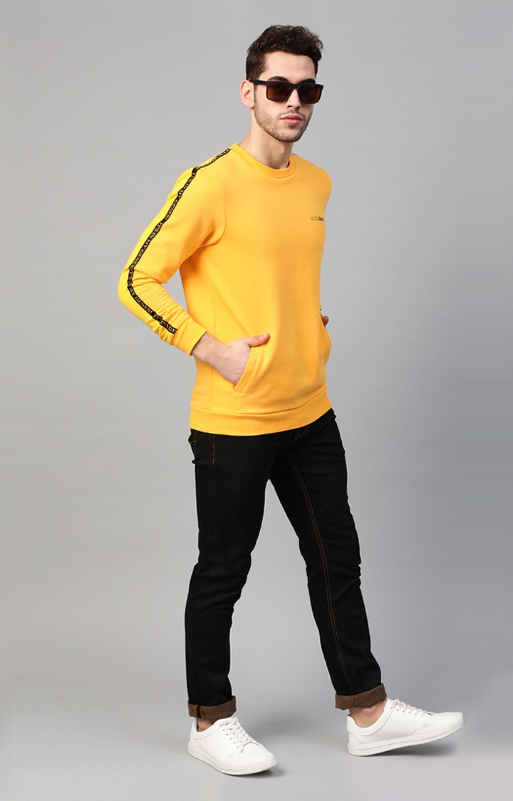 spykar | Yellow Solid Round Neck Sweatshirts 1