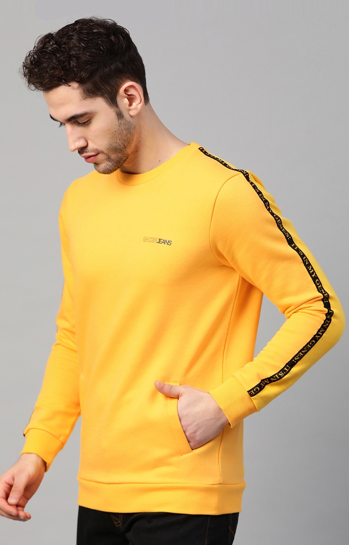 spykar | Yellow Solid Round Neck Sweatshirts 2