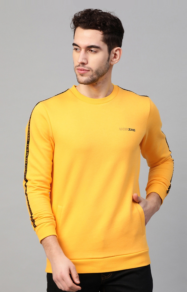 spykar | Yellow Solid Round Neck Sweatshirts 0