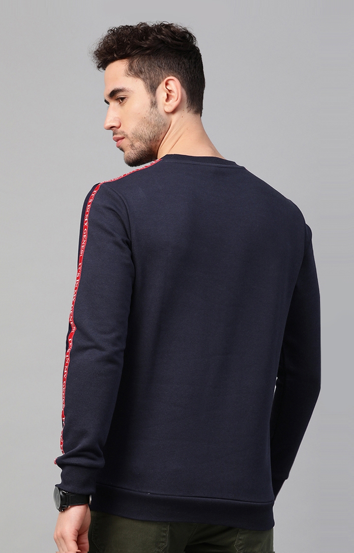 spykar | Blue Solid Round Neck Sweatshirts 3