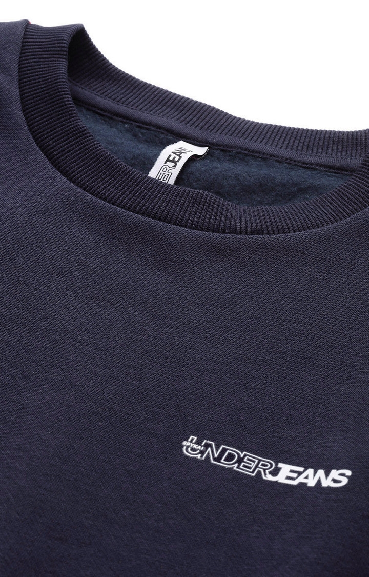 spykar | Blue Solid Round Neck Sweatshirts 4