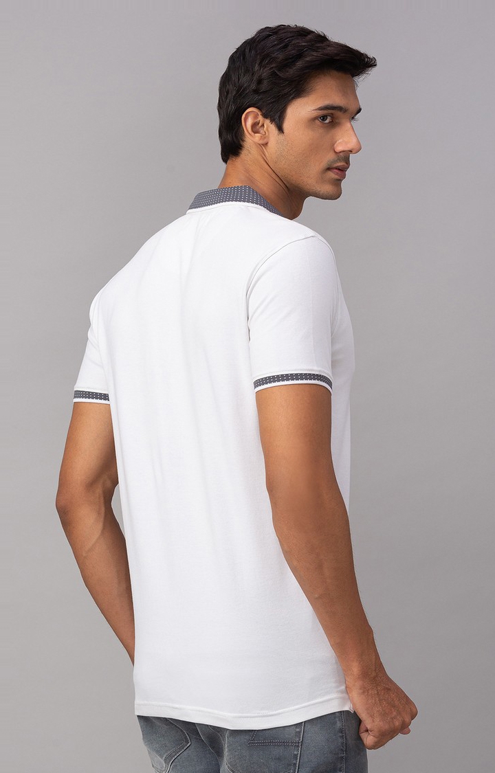 spykar | Spykar White Cotton Slim Fit Polo T-Shirt For Men 3