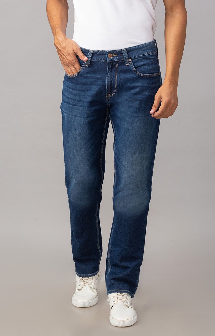 spykar | Men's Blue Cotton Solid Relaxed Jeans 0