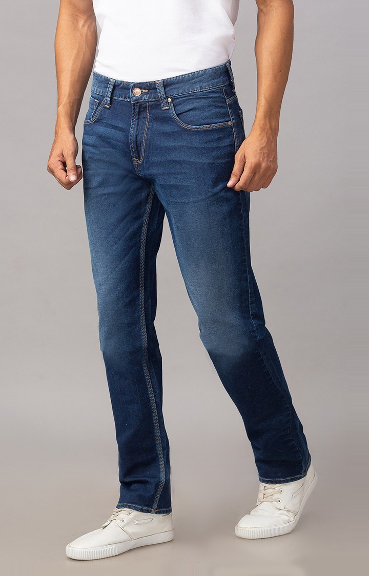 spykar | Men's Blue Cotton Solid Relaxed Jeans 4