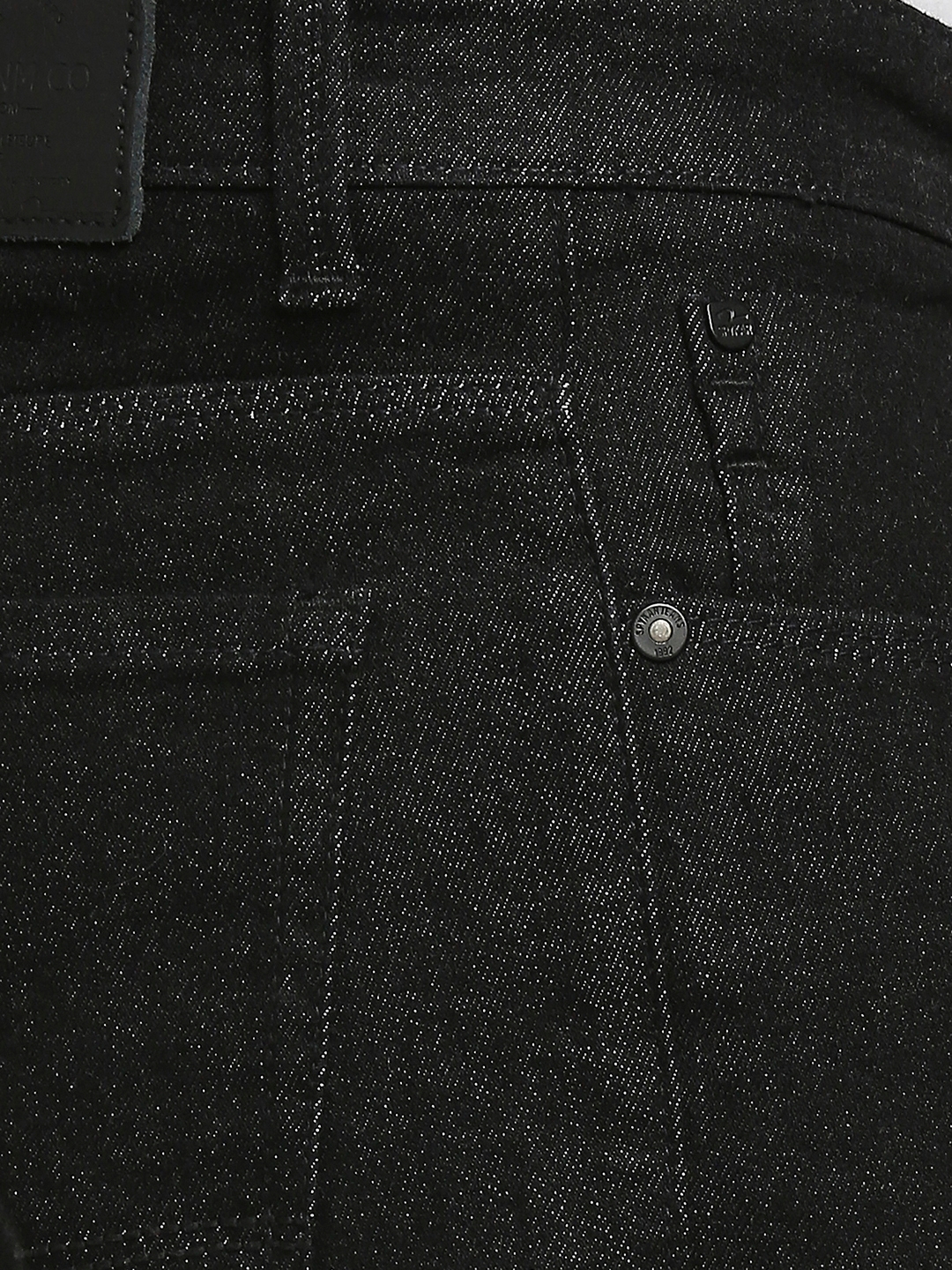 spykar | Men's Black Cotton Solid Tapered Jeans 4
