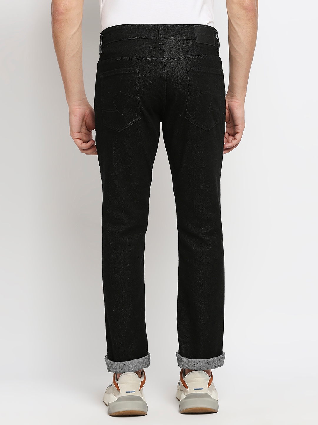 spykar | Men's Black Cotton Solid Tapered Jeans 3