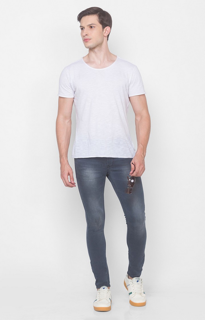 spykar | Men's Grey Cotton Solid Skinny Jeans 1
