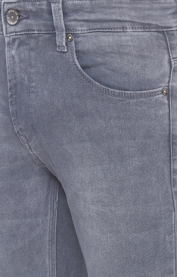 spykar | Men's Grey Cotton Solid Skinny Jeans 4