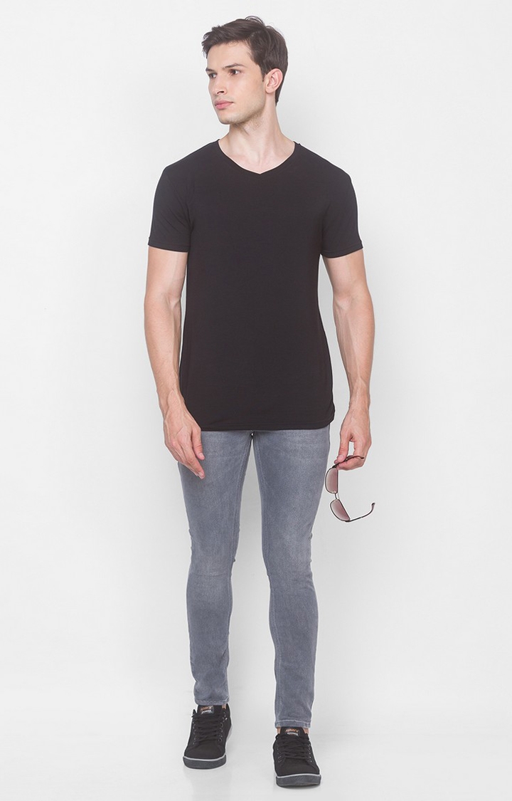 spykar | Men's Grey Cotton Solid Skinny Jeans 1
