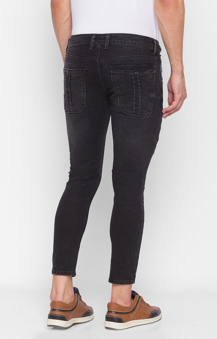 Men's Black Cotton Solid Slim Jeans