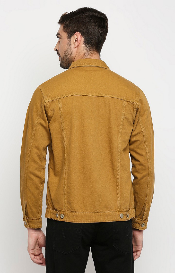 Spykar | Spykar Yellow Cotton Slim Fit Denim Jacket 5