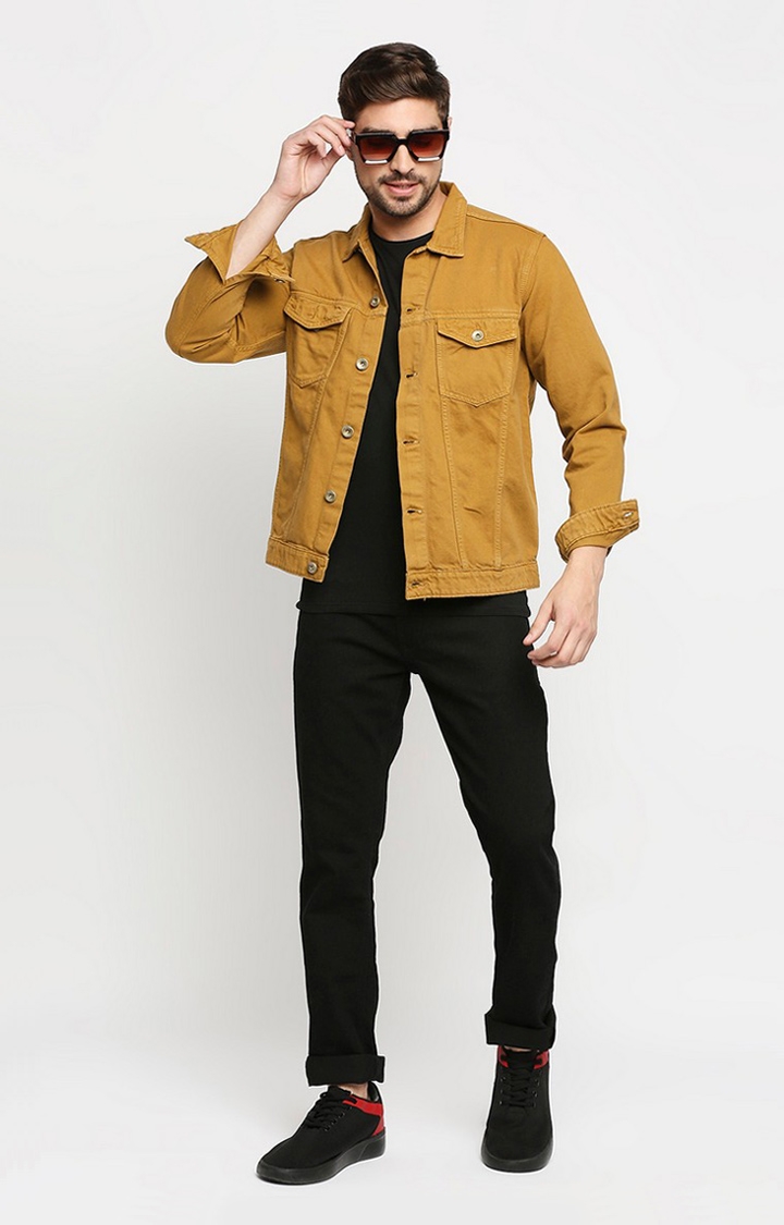 Spykar | Spykar Yellow Cotton Slim Fit Denim Jacket 1