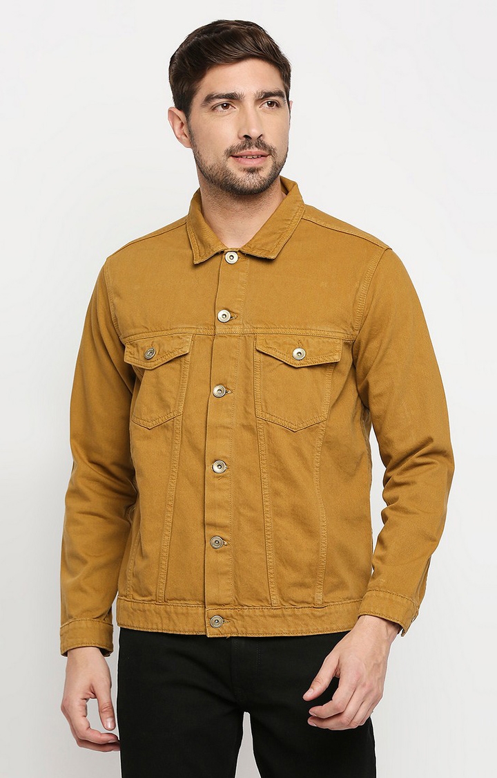 Spykar | Spykar Yellow Cotton Slim Fit Denim Jacket 0