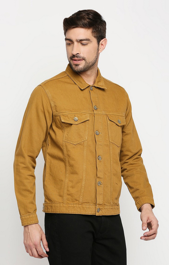 Spykar | Spykar Yellow Cotton Slim Fit Denim Jacket 4