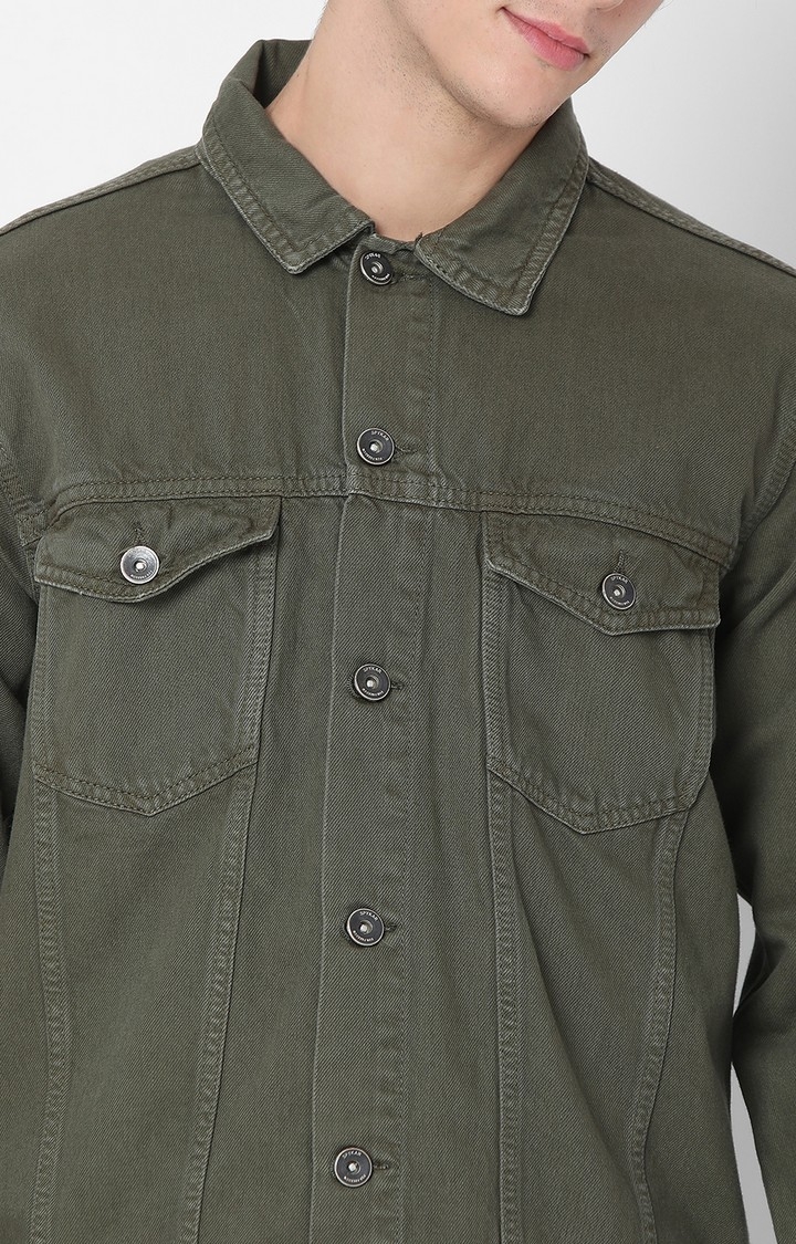 spykar | Spykar Green Cotton Denim Jacket Jackets 5