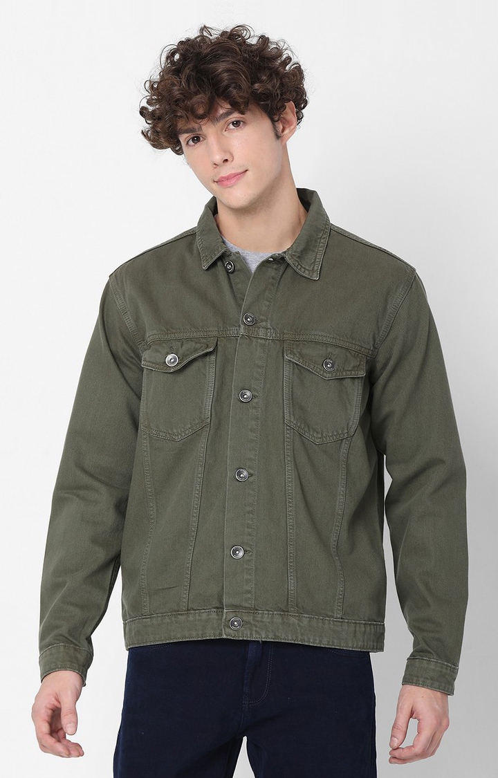 spykar | Spykar Green Cotton Denim Jacket Jackets 0