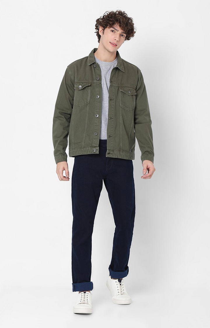 spykar | Spykar Green Cotton Denim Jacket Jackets 1
