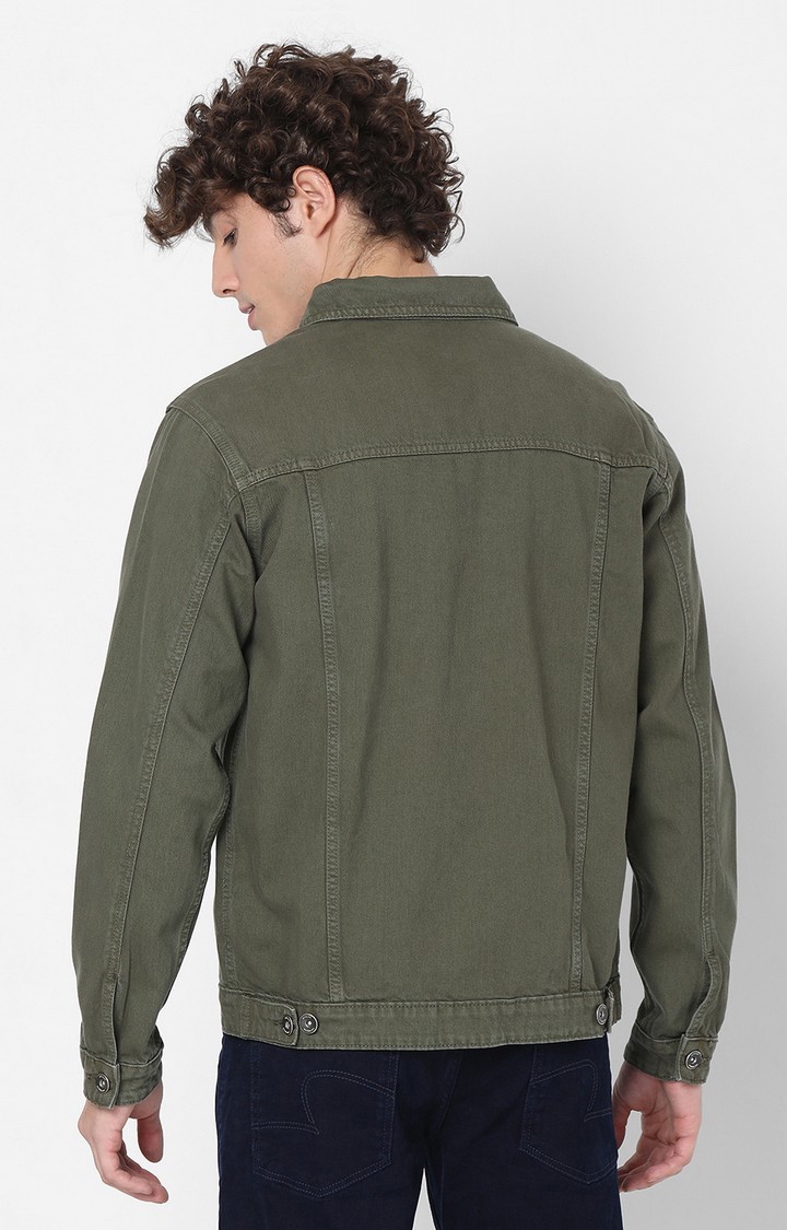 spykar | Spykar Green Cotton Denim Jacket Jackets 4